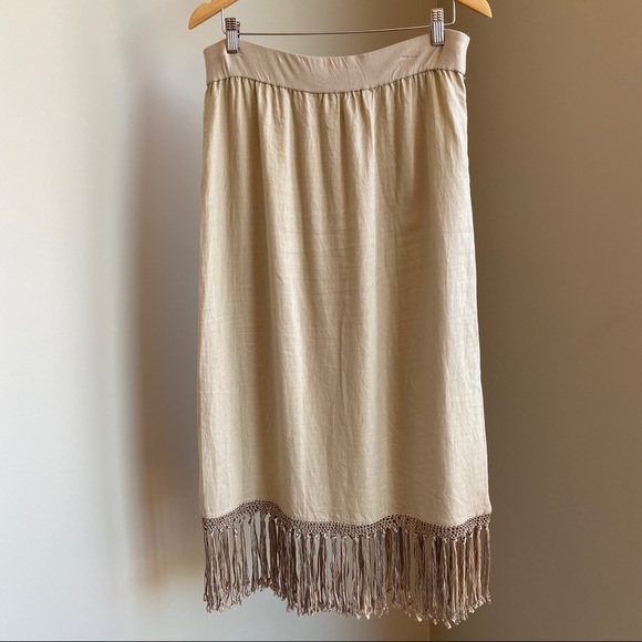 Chico's Dresses & Skirts - CHICO’S 1 ⚜️Gorgeous⚜️ Linen Skirt with Fringe Hem